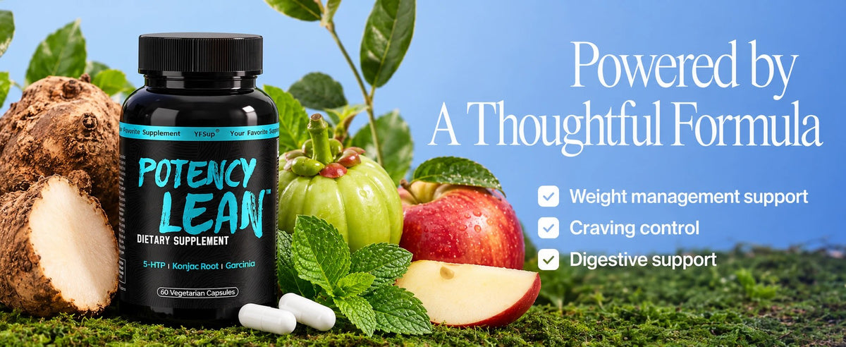 Potency Lean with konjac root, Garcinia, an apple and mint leaves